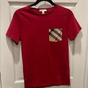 Burberry Kids Red T-Shirt with Check Pocket size 14 youth